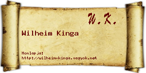 Wilheim Kinga névjegykártya
